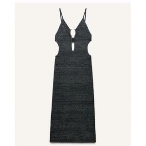 Zara Cut Out Ring Knit Dress Midnight Blue Size S NWOT